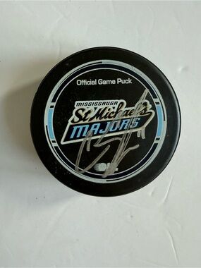 Mississauga St. Michael's Majors Black Official Game Puck Signed Casey Cizikas